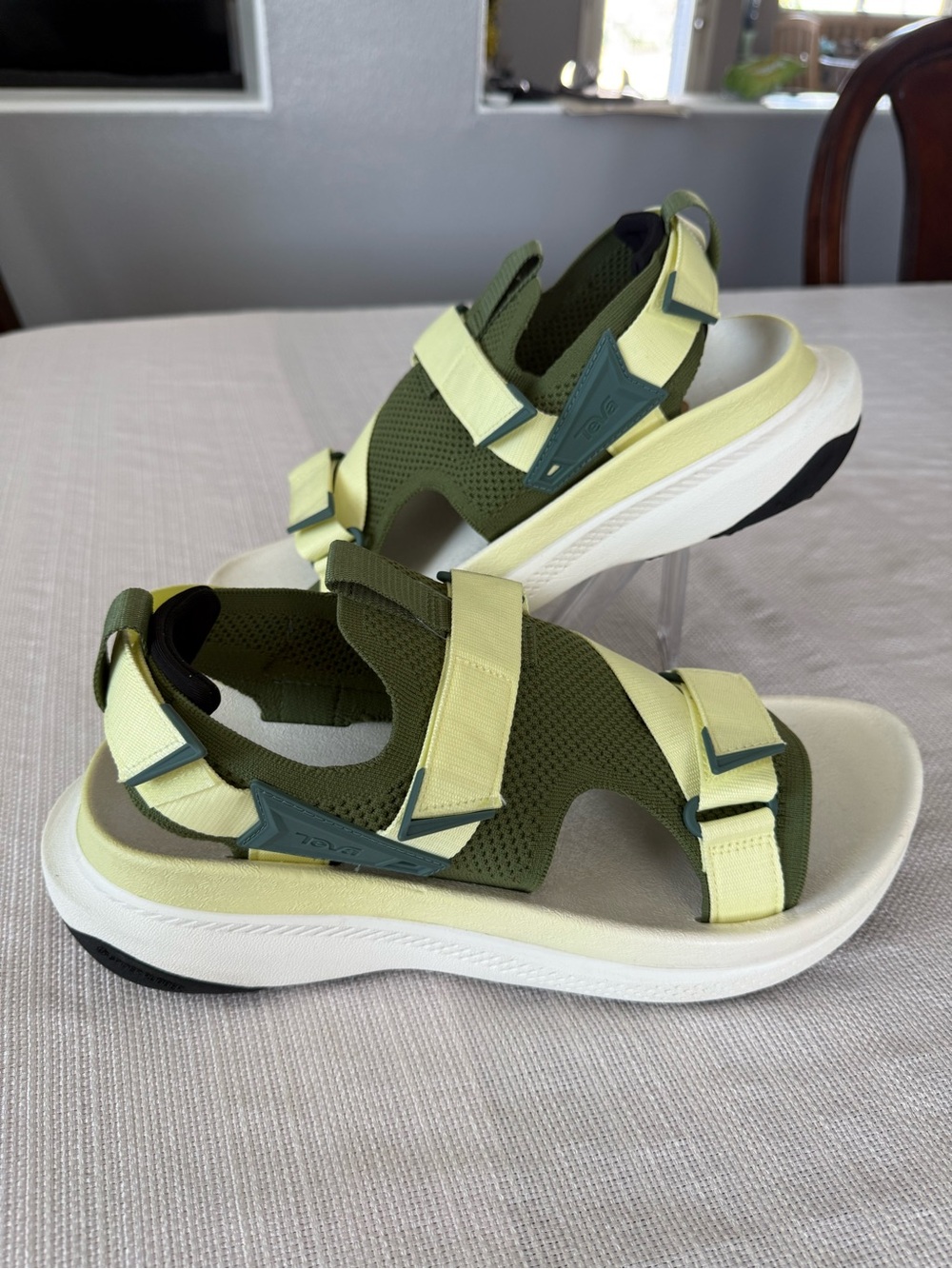 Teva men’s eventrail running sandals in Olive Green and Lemon